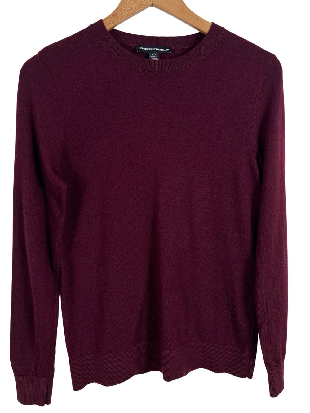 Katherine Barclay 100% Merino Wool Crewneck Sweater Womens Medium Lightweight